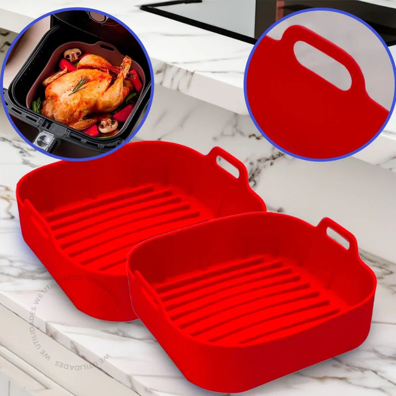 Kit 2 Formas de Silicone Air Fryer