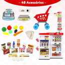 Mercadinho Infantil Caixa Registradora e Carrinho 48 peças
