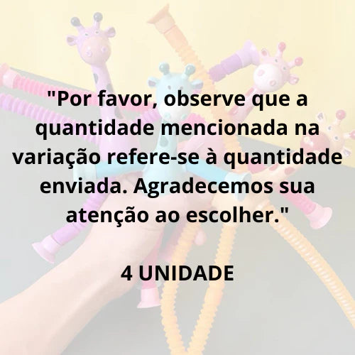 Kit 4 girafas estica e gruda melman pop it tubo tiktok com luz brinquedo para crianças promoção