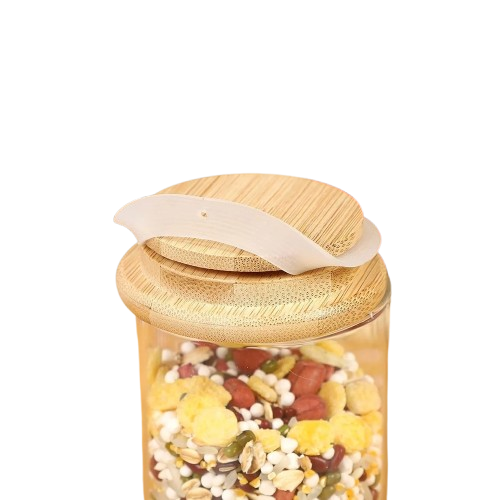 Kit 6 Potes de Vidro com Bambu