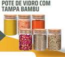 Kit 6 Potes de Vidro com Bambu