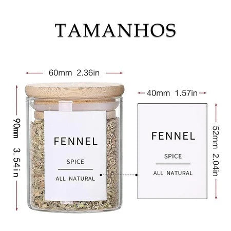 Kit 6 Potes de Vidro com Bambu
