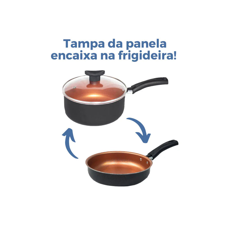 Jogo de Panelas Antiaderente 10 Peças