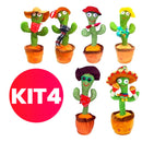 KIT 4 Brinquedo Cacto Dançante Falante Imita c/ Musicas Repete Falas